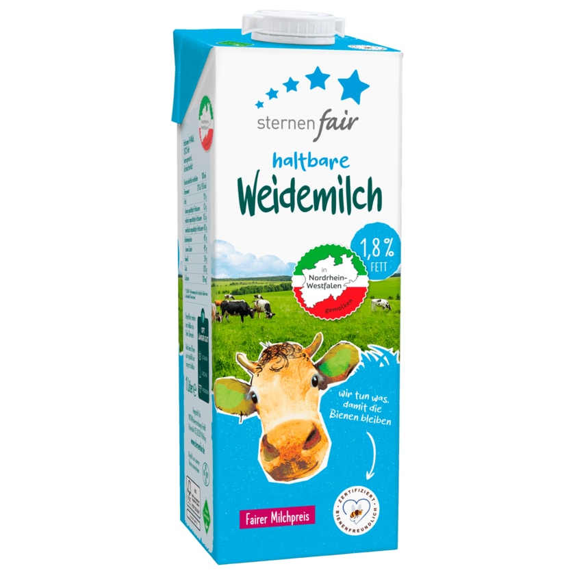 Sternenfair H-Weidemilch 1,8% Fett 1l